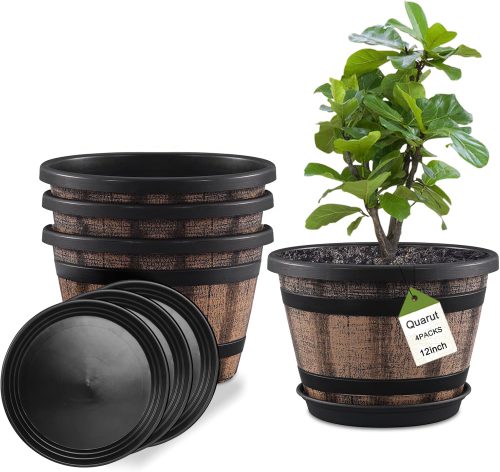 Quarut 12-Inch Whiskey Barrel Planters Quarut 12-Inch Whiskey Barrel Planters